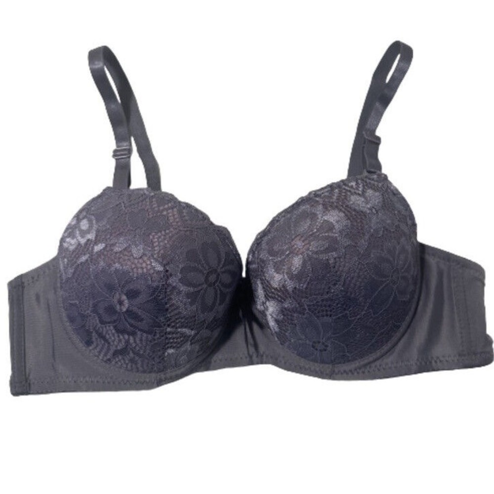 Sofra Bra Womens Purple Floral Lace Lined Opaque Underwire Push Up Size 34B